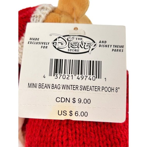 Disney Winnie the Pooh Winter Sweater Mini Bean Bag 8" Plush 1999 With Tags - Picture 6 of 6
